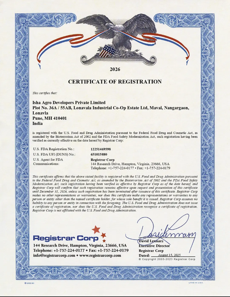 U.S. FDA Facility Registration document