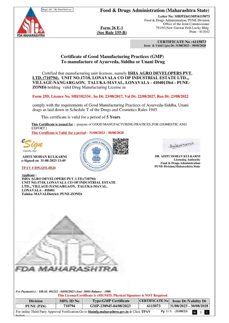 Good Manufacturing Practices · Facility 710794 document