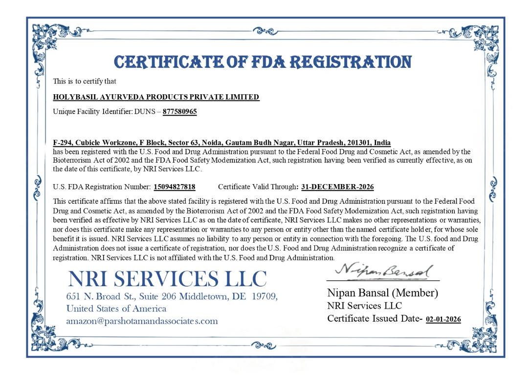 U.S. FDA Facility Registration document